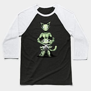 Green Alien Cats Baseball T-Shirt